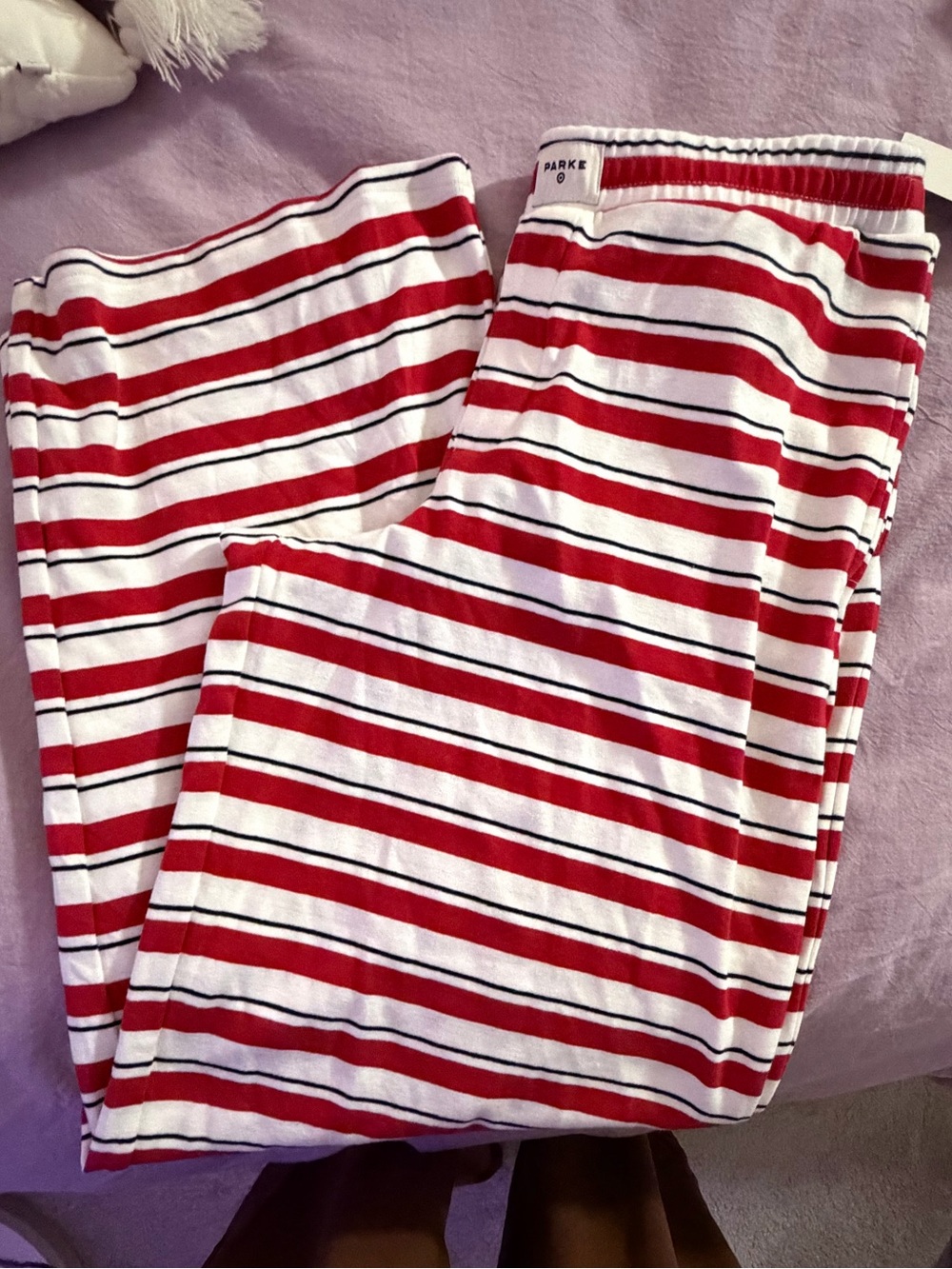 Parke x Target Red/Navy Striped Medium Women's High-Rise Boxer Knit Pants NWT